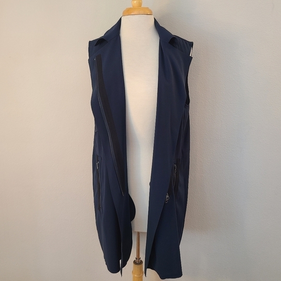 Vince Blue Laser Cut Trench Vest Dress - Picture 9 of 13